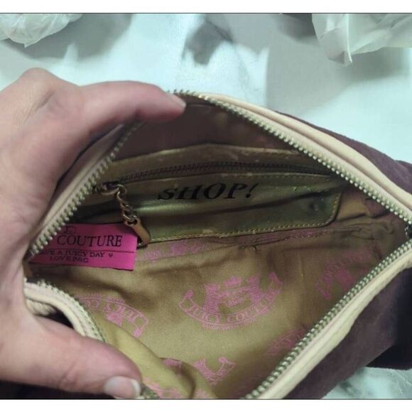 Juicy Couture Y2K Scottie Dog Dark Brown Terry Cloth Barrell Shoulder Bag!! - Picture 10 of 11